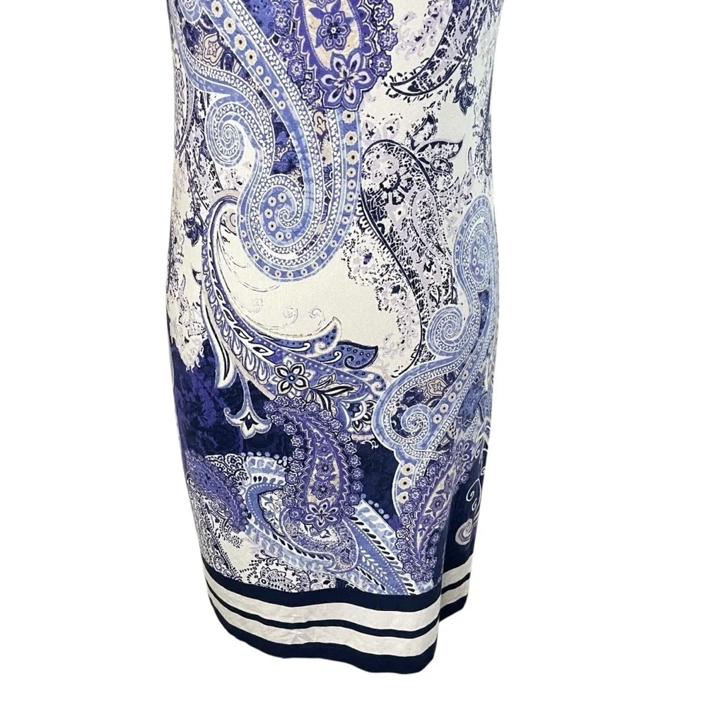 CHICO’S Lightweight Paisley Print Sleeveless Midi Sheath Dress, Small